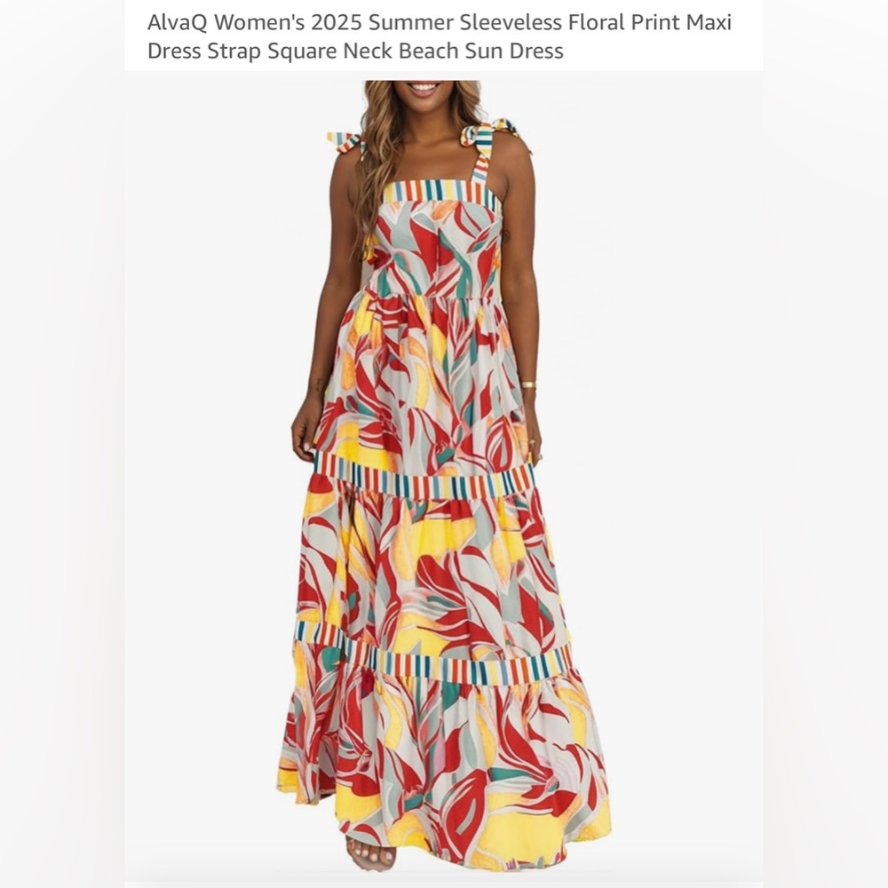 Floral Print Maxi Dress. Size Medium